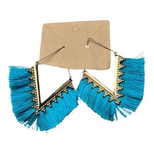 Teal Fringe Earrings